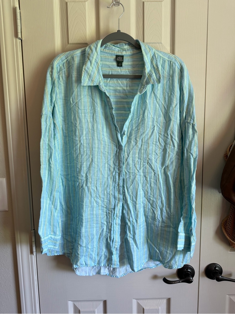 wild fable Light Blue Striped Button-Down Shirt